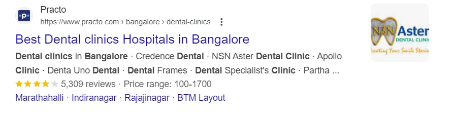 practo dental clincs banglore