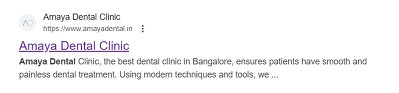 Amaya Dental Clinic meta description missing example