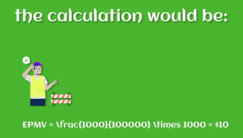 Illustration showing the process to calculate EPMV (Earnings Per Mille Visitors) with revenue analytics charts and monetization metrics.