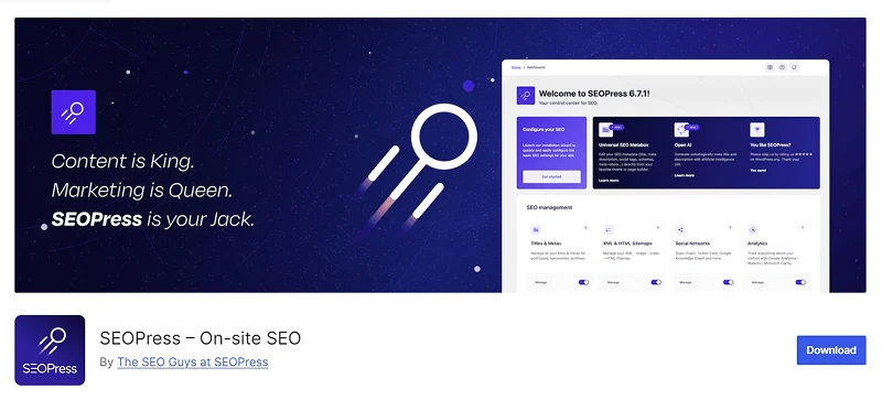 Seopress WordPress SEO plugin for optimizing website rankings