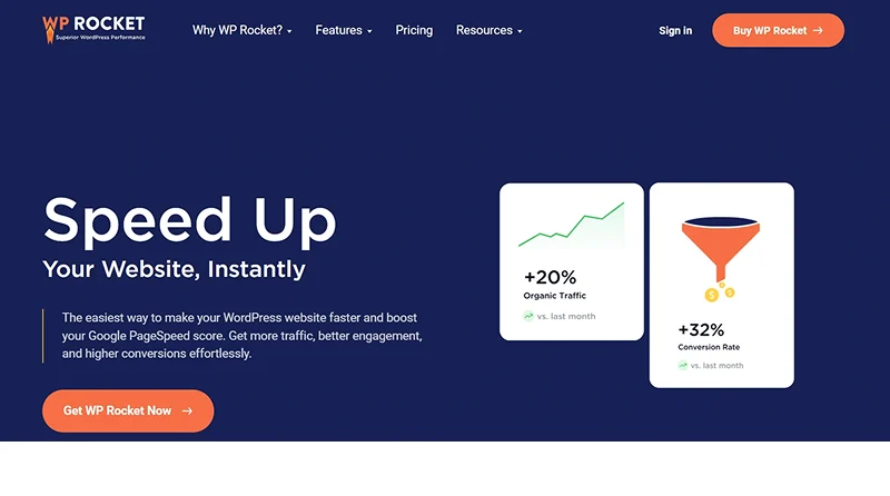 WP Rocket plugin for WordPress website speed and performance optimization